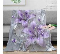 PHQAZWSXE stampa 3D PurpleLilies coperta da pisolino microfibra biancheria da letto calda plaid da pisolino morbido per pause studio studentesche DigitalArtStyle 60x80inch(150x200cm)