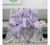 PHQAZWSXE stampa 3D PurpleLilies coperta da viaggio microfibra biancheria da letto compatta coperta da viaggio morbida per regali per chi viaggia per lavoro DigitalArtStyle 50x60inch(127x152cm)