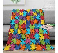 PHQAZWSXE stampa 3D Puzzle pezzi coperta da divano microfibra biancheria da letto soffice e calda coperta da salotto traspirante anti-pilling per soggiorno Colorful kids design 40x50inch(100x130cm)