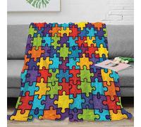 PHQAZWSXE stampa 3D Puzzle pezzi coperta da pisolino microfibra biancheria da letto traspirante coperta da ufficio morbida per giovani in pausa pranzo Colorful kids arte 60x80inch(150x200cm)