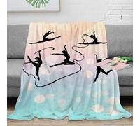 PHQAZWSXE stampa 3D Rhythmic gymnastics coperta da ufficio microfibra biancheria da letto lavabile plaid da ufficio morbido e caldo non perde pelo per lavoro Dynamic silhouettes 60x80inch(150x200cm)
