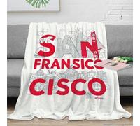 PHQAZWSXE stampa 3D San Francisco coperta termica microfibra biancheria da letto morbida plaid termico lavabile per giovani in affitto Cityscape illustrazione 40x50inch(100x130cm)