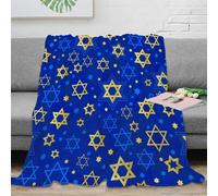 PHQAZWSXE stampa 3D StarOfDavid coperta da viaggio microfibra biancheria da letto compatta coperta da viaggio morbida per giovani in vacanza JewishFestivePattern 50x60inch(127x152cm)