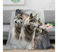 PHQAZWSXE stampa 3D Wolf trio plaid da divano microfibra biancheria da letto non perde pelo coperta da divano morbida per regali per la casa Wildlife arte 70×80inch(180x200cm)