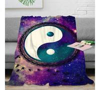 PHQAZWSXE stampa 3D YinYangSymbol coperta microfibra biancheria da letto lavabile e morbida coperta da viaggio leggera per regali per gite e vacanze CosmicArtStyle 40x50inch(100x130cm)