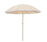PHQCIV Ombrellone da Patio Portatile 140cm con Volant, Parasole da Spiaggia Anti-UV Impermeabile, Stile Vintage per Giardino, Terrazzo, Piscina, Spiaggia, Campeggio