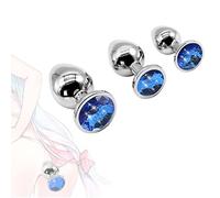 PHT6- Set Di 3 Pezzi In Acciaio Inox Con Diamanti Di Cristallo (Blu) Adatto Per Il Gioco Di Ṕlūg Ḁnàli Ḁnàlé Ḅūṱṱ Ṕlūg Ḁnâlê Ŝêx Pîccólo Dilàtâtore Ânâls Dónna Ḁmǎl Ṕļūgs Plây Ṕlūg Ânâlṕlūg Tóy