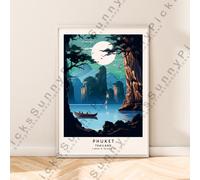 Phuket Viaggi Poster Illustrazione Art Tailandia Stampa Muro Décor Opera D'Arte