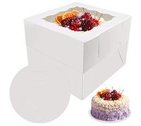 PHULWEL Scatola per torte con tagliere per torte, scatole per torte bianche, contenitori per torte usa e getta, 10 x 10 x 8 pollici (2 confezioni)