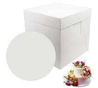 PHULWEL Scatola per Torte Con Vassoio a Gradini, Grande, Bianca, Contenitore Usa e Getta, 30 x 30 x 30 cm