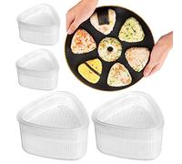 phxdance Onigiri - Set triangolare a forma di triangolo (4 pezzi) - 2 misure (grande e piccolo) Sushi Maker Onigiri forma triangolare, antiaderente triangolo di riso pressa per sushi kit di stampi per