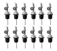 Phyachelo 12 beccucci in acciaio inox per bottiglie di liquore, versatore automatico pieghevole per olio d'oliva e alcool, per bocca circa 3/4, colore argento, riutilizzabili, durevoli