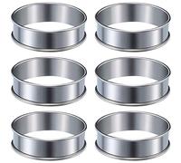 Phyachelo 6 pezzi per muffin anelli per torte doppio arrotolato anelli per muffin in acciaio inox, forma rotonda ad anello per la produzione di alimenti