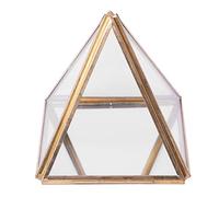 Phyachelo Portagioie in vetro, oro, geometrico, decorativo, piramide di vetro, porta anelli per matrimonio, regalo di compleanno, S