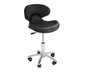 Physa ANDRIA Sedia da Lavoro Barbiere e Parrucchiere - Poltrona con Ruote (Altezza 45-59 cm, Supporto Acciaio, Imbottitura Ecopelle) Nera