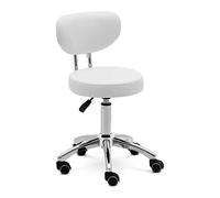 Physa ASCONA - Sgabello a rotelle con schienale, 150 kg, 46-60 cm, colore: Bianco