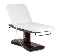 physa Lettino per Estetista Elettrico Lettino Centro Estetico PESCARA WHITE (Bianco con base Marrone Scuro, Acciaio, Similpelle PU, 175 kg)
