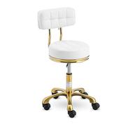 physa physa Gela - Sgabello girevole con schienale, bianco, oro 150 kg, altezza 47-61 cm, altezza regolabile