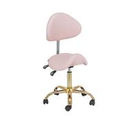 physa PHYSA MANNHEIM Sgabello a sella con schienale - 51-65 cm - 150 kg - Rosa chiaro, oro Sgabello regolabile con schienale