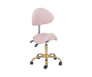 physa PHYSA MANNHEIM Sgabello a sella con schienale - 51-65 cm - 150 kg - Rosa chiaro, oro Sgabello regolabile con schienale