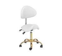 physa PHYSA MANNHEIM WHITE_GOLD Sgabello a sella con schienale 51-65 cm 150 kg - Bianco, oro Sgabello regolabile con schienale
