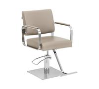 Beige, Argento Poltrona da parrucchiere con poggiapiedi - 50 - 66 cm - 200 kg - Beige, argento | physa