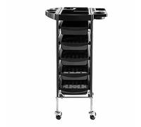 Physa RR-6 Carrello Parrucchiere Portaoggetti Professionale con Ruote (5 Cassetti 34 x 23 x 7 cm, Plastica e Acciaio) Nero