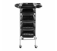 Physa RR-7 Carrello Parrucchiere Portaoggetti Professionale con Ruote (4 Cassetti 34 x 23 x 7 cm, Plastica e Acciaio) Nero