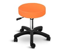 Physa Sgabello Tondo Sedia per Salone e Parrucchiere Aversa Orange (Arancione, PVC, Gommapiuma, Acciaio lucidato, Plastica, 5 Ruote, Regolabile)