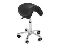 Physa SORANO Sgabello Ergonomico Sgabello da Lavoro Sgabello Parrucchiere con Rotelle (Altezza 50-64 cm, Supporto Acciaio, Imbottitura Ecopelle) Nero
