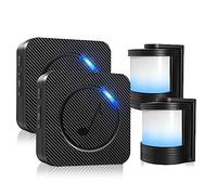 PHYSEN - Sistema di allarme wireless di sicurezza domestica, portata 150 m, 58 suonerie, 5 livelli di volume, indicatore LED (2 sensori di movimento + 2 ricevitori