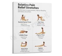 Physical Therapy Stretches Poster for Sciatica Pain Relief at Home Exercise Chart Canvas Art Print(Unframed,12x18inch(30x45cm))