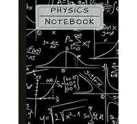 Physics Composition Notebook with Grid & Wide Ruled Pages: Black with Formulas