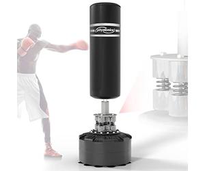 Physionics® Sacco da Boxe da Terra - Professionale, 175 cm, Autoportante, Base con Acqua/Sabbia, Resistente, Nero - Punching Ball Boxe Adulti, Pungiball Boxe, Pugilato, Boxing Bag