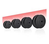 Physionics® Set di 2 dischi (2,5/5/10/15 kg), Ø 30 mm, plastica, nero, set di pesi per manubri/bilanciere (2 x 15 kg)