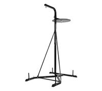 Physionics® Supporto Sacco da Boxe - Regolabile in Altezza, Autoportante, con Barra per Pesi, Piattaforma per Speedball, in Acciao, Nero - Supporto Pera Veloce, Stand Boxe da Terra, Palestra o Casa