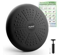 PhysKcal Cuscino Propriocettivo per la Riabilitazione e l'Equilibrio, cuscino stabilizzatore Ø 33 cm, balance board per la postura, l'allenamento e il fitness-pompa inclusa-Nero carbonio
