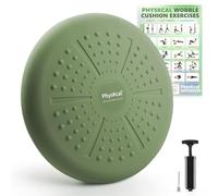 PhysKcal Cuscino Propriocettivo per la Riabilitazione e l'Equilibrio, cuscino stabilizzatore Ø 33 cm, balance board per la postura, l'allenamento e il fitness-pompa inclusa-Verde cavolo