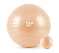 PhysKcal Pallina da ginnastica 85 cm beige e set da 23 cm per pilates, anti-scoppio, antiscivolo, per la casa, la palestra e l'ufficio