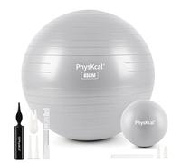 PhysKcal Pallina da ginnastica grigia spessa 65 cm e set da 23 cm per pilates, anti-scoppio, antiscivolo, per l'equilibrio, per la casa, la palestra e l'ufficio