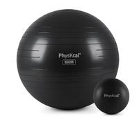 PhysKcal Pallina da ginnastica nera spessa 65 cm e set da 23 cm per pilates, anti-scoppio, antiscivolo, per la casa, la palestra e l'ufficio