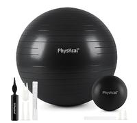 PhysKcal Pallina da ginnastica nera spessa 75 cm e set da 23 cm per pilates, anti-scoppio, antiscivolo, per la casa, la palestra e l'ufficio