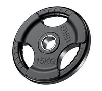 PhysKcal Piastre per pesi olimpiche, 1x15kg, finitura in gomma, apertura e tri, dischi neri in coppia o singola per sollevamento e allenamento della forza, set di pesi in ghisa solida per bilanciere