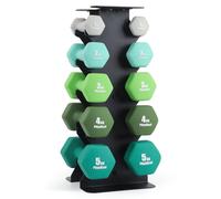 PhysKcal Set di manubri da 30 kg, 1 kg, 2 kg, 3 kg, 4 kg, 5 kg, con ripiano in Acciaio, manubri con ripiano