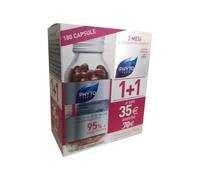 Phyto Phytophanere Integratore Alimentare Naturale Fortificante, Per Capelli e Unghie, Crescita e Volume, Senza Siliconi, Confezione doppia da 90 capsule (Totale 180 capsule)