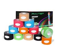 PHYTOP 12 Rotoli Tape Kinesiologico Pretagliato - Tape neuromuscolare 5cm x 5m per Ginocchio, Spalla e Gomito, Nastri Taping Sportivo per il supporto muscolare e il recupero degli infortuni