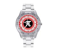 Pi Day - Orologio da uomo con simbolo matematico, in acciaio inox, analogico, al quarzo, da lavoro, Stile:, regular, Bracciale