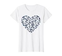 Pi Numero Cuore - 3.14 Matematica Felice Pi Day Matematica Studente Maglietta con Stampa Grafica Economica, Donna, Bianco, XS