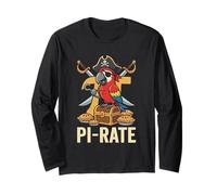Pi-Rate Parrot Math Teacher Pi Day Pirate Pun 3.14 Maglia a Manica