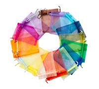 Piacolnic Set da 50 Pezzi Sacchetti a Rete, Verdi da 17 x 23 cm Utilizzabili Come Sacchetti Protezione Frutta, Formato Sacchetto in Organza con Coulisse per UVA Frutta Verdura Fiori